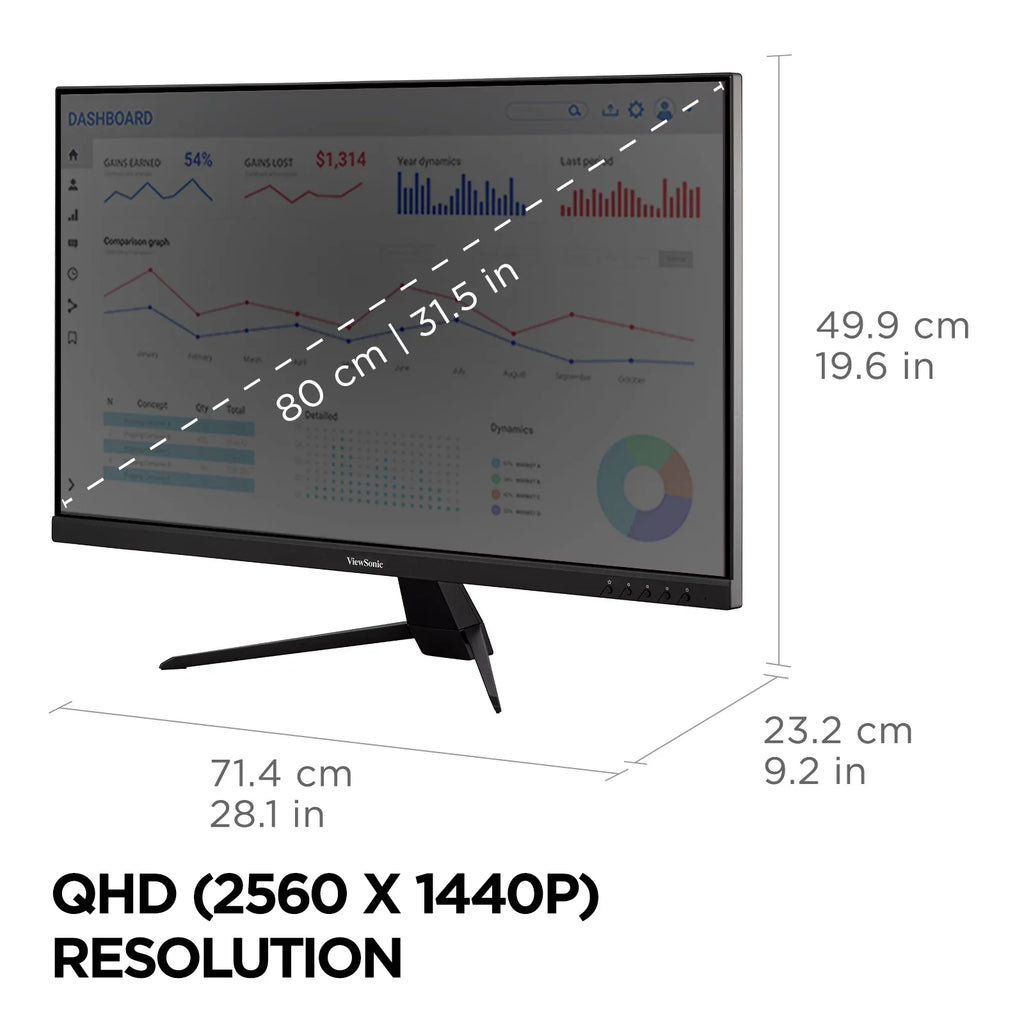 65W ViewSonic Bezels, Eye IPS Monitor Content HDMI, Care, 32 Support, USB with HDR10 Inch 1440p Ultra-Thin VX3267U-2K Input C, and DP