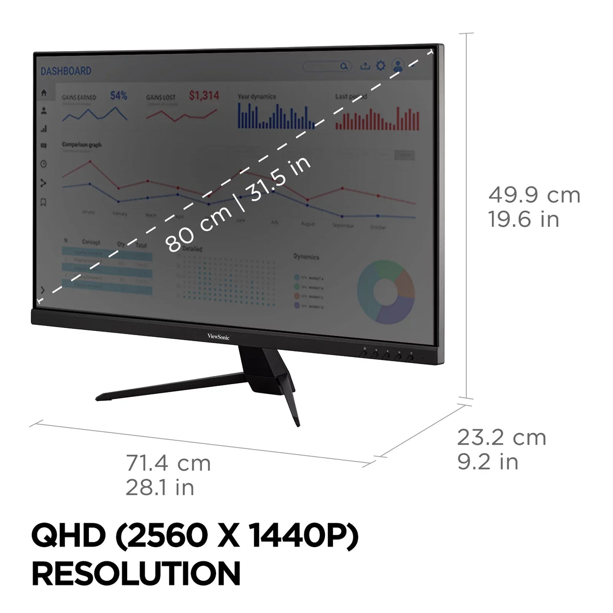 65W ViewSonic Bezels, Eye IPS Monitor Content HDMI, Care, 32 Support, USB with HDR10 Inch 1440p Ultra-Thin VX3267U-2K Input C, and DP