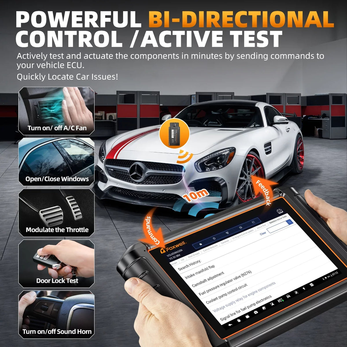 Tool Analyzer Systems Automotive OBD2 OBDII AutoAuth Scanner Active Services Code Scan NT909 FCA Scanner AutoVIN Diagnostic Reset Control Car Vehicle All Reader 30+ Foxwell Bi-directional Test