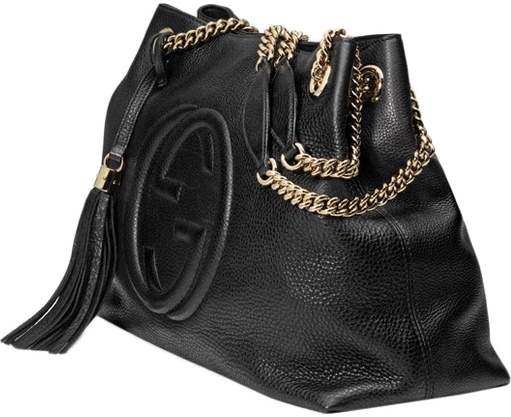 Chain Black Leather Handbag Soho Shoulder