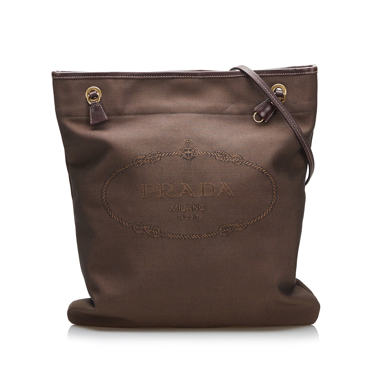 (Good) Unisex Brown Canvas Authenticated Logo Fabric Crossbody Crossbody Prada Pre-Owned Bag Canapa