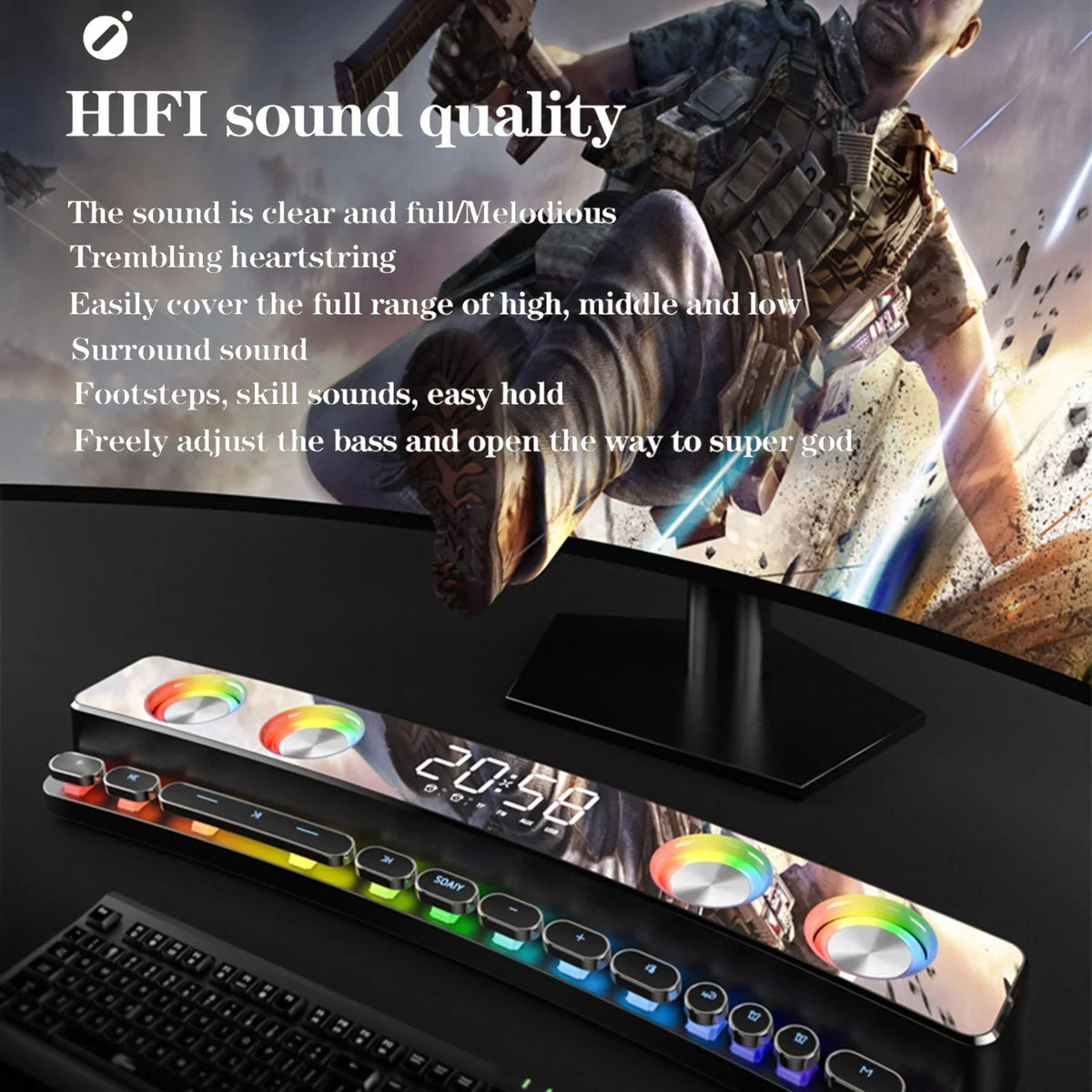 Box Clock Smartphone Surround Computer for Subwoofer Audio PC Speaker Input 3600mAh Sound Sound Player Stereo Tablet Bass Music Laptop Bar Speaker BT HiFi Wireless Game 3.5mm soaiy/SH39 Stereo MP3 3D