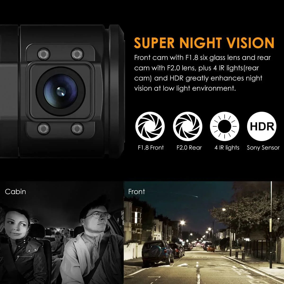 Night 1440P, Vantrue Front Pro and 1080P N2 Dual Parking G-Sensor, Single Dash 24hrs Loop Dash Vision, Uber Camera with Car Recording Camera Front Mode, Interior Cam,