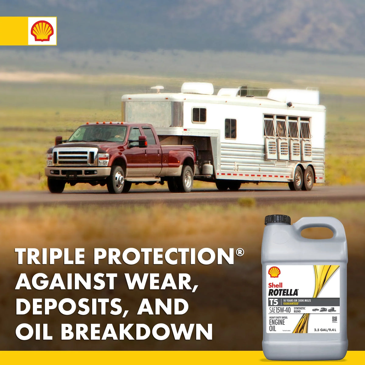 Engine Oil, Rotella Shell Diesel Blend Gallon 2.5 15W-40 Synthetic T5