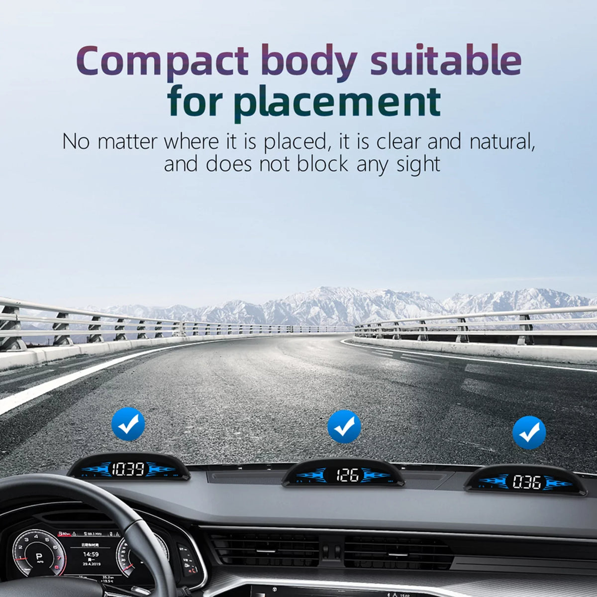 Screen Driving Car Vehicle Overspeed HUD SpeedTimeDirectionMileage Alarm Head-up Display Display Navigation Speedometer Dual Digital GoolRC System with Alarm Fatigue