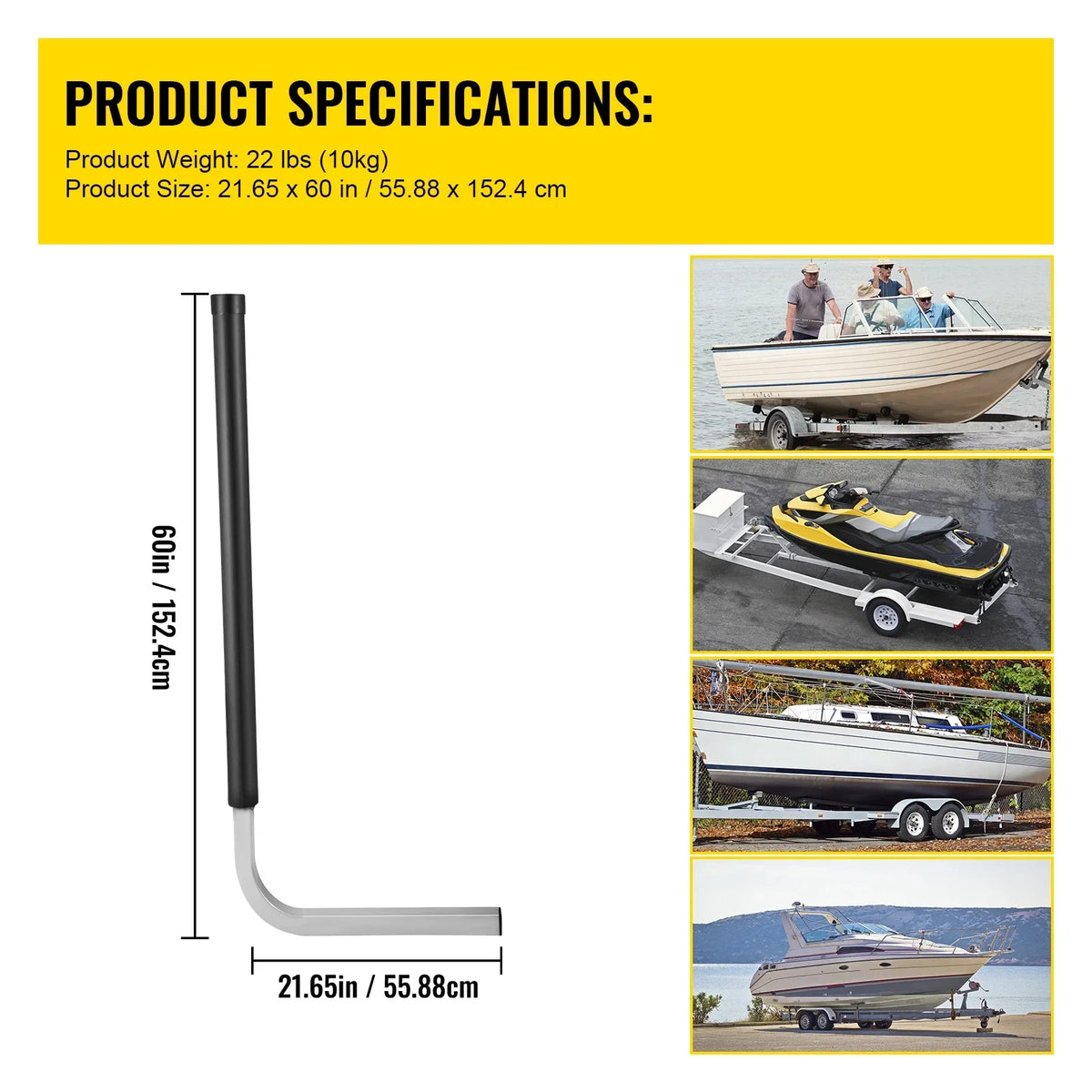 60", Steel with Tube Pair Mounting BENTISM Galvanized One Ski Complete Trailer Guide-on, Trailer Guide Included, Covers, ons, PVC Boat, Sailboat for Trailer or Post Boat Boat Accessories Fishing