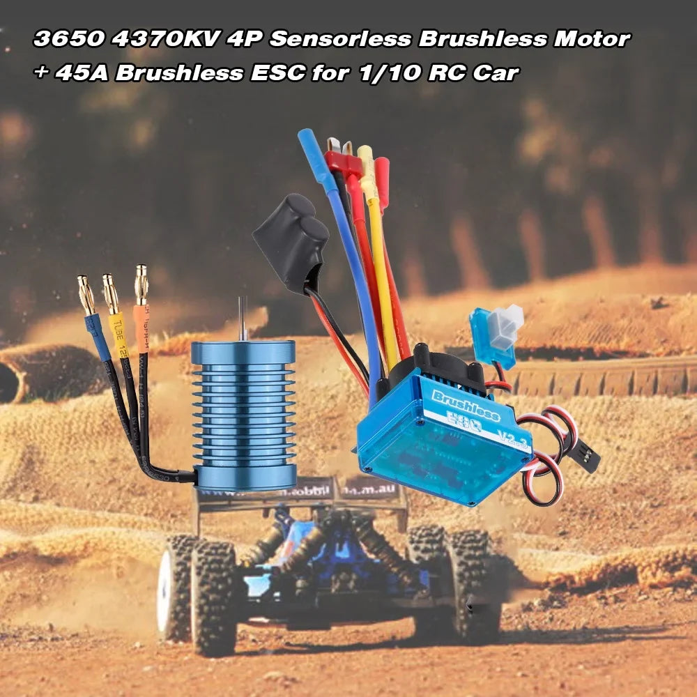 Esc 4p Off-road Speed Qinquan Motor and 45a 3650 Speed Speed Huiop 1/10Off-road Rookin 4370kv 4370kv 45a GeevorksMotor 3650 Ler 45a 1/10 Car 4p With ESC, Speed Motor 45a