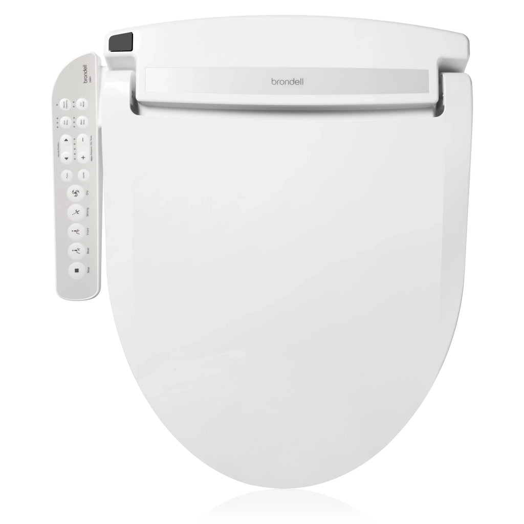 with Round DR801 White Air Seat Select Bidet Deodorizer, Warm and Brondell Sidearm Dryer Swash