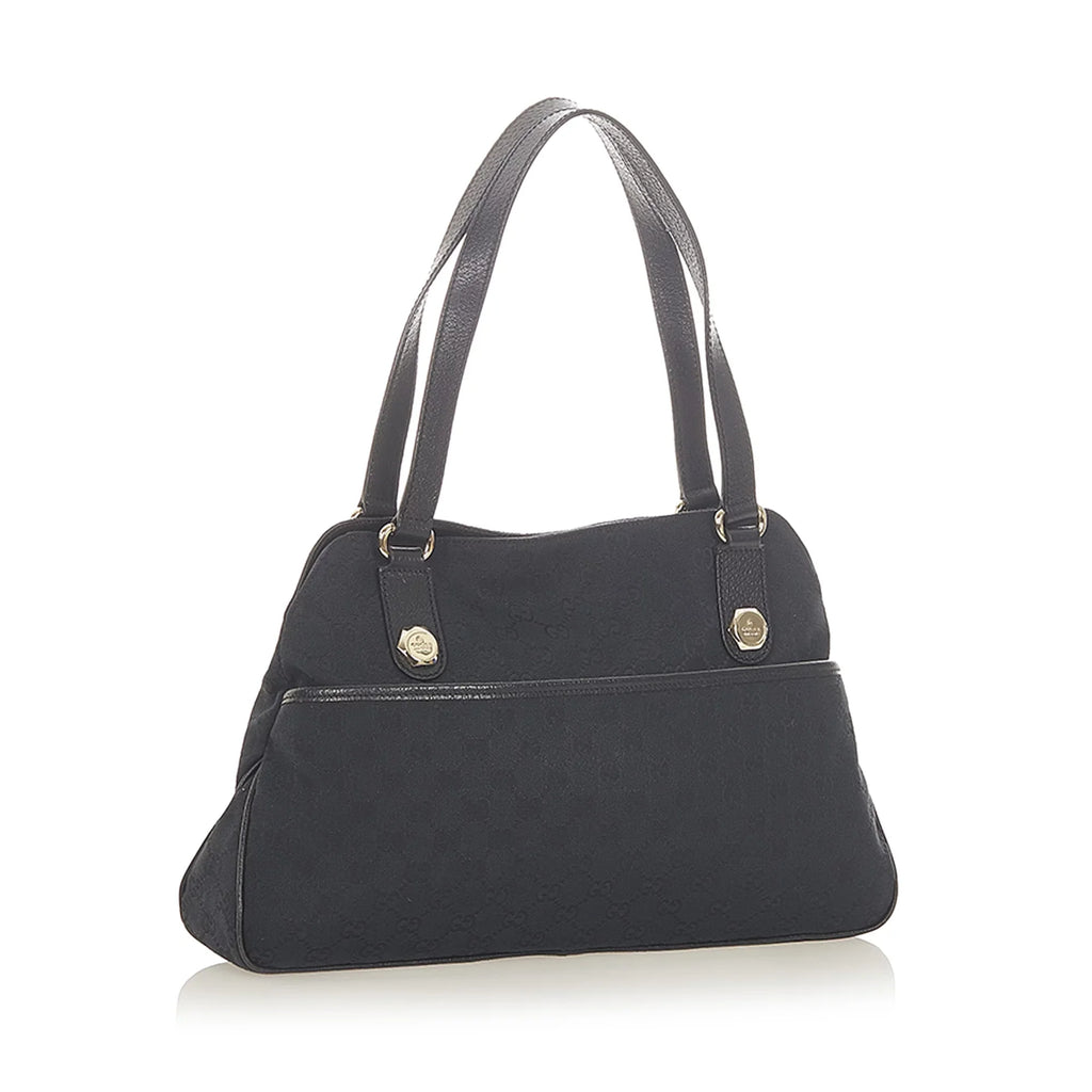 Black (Good) Shoulder GG Pre-Owned Canvas Fabric Bag Women