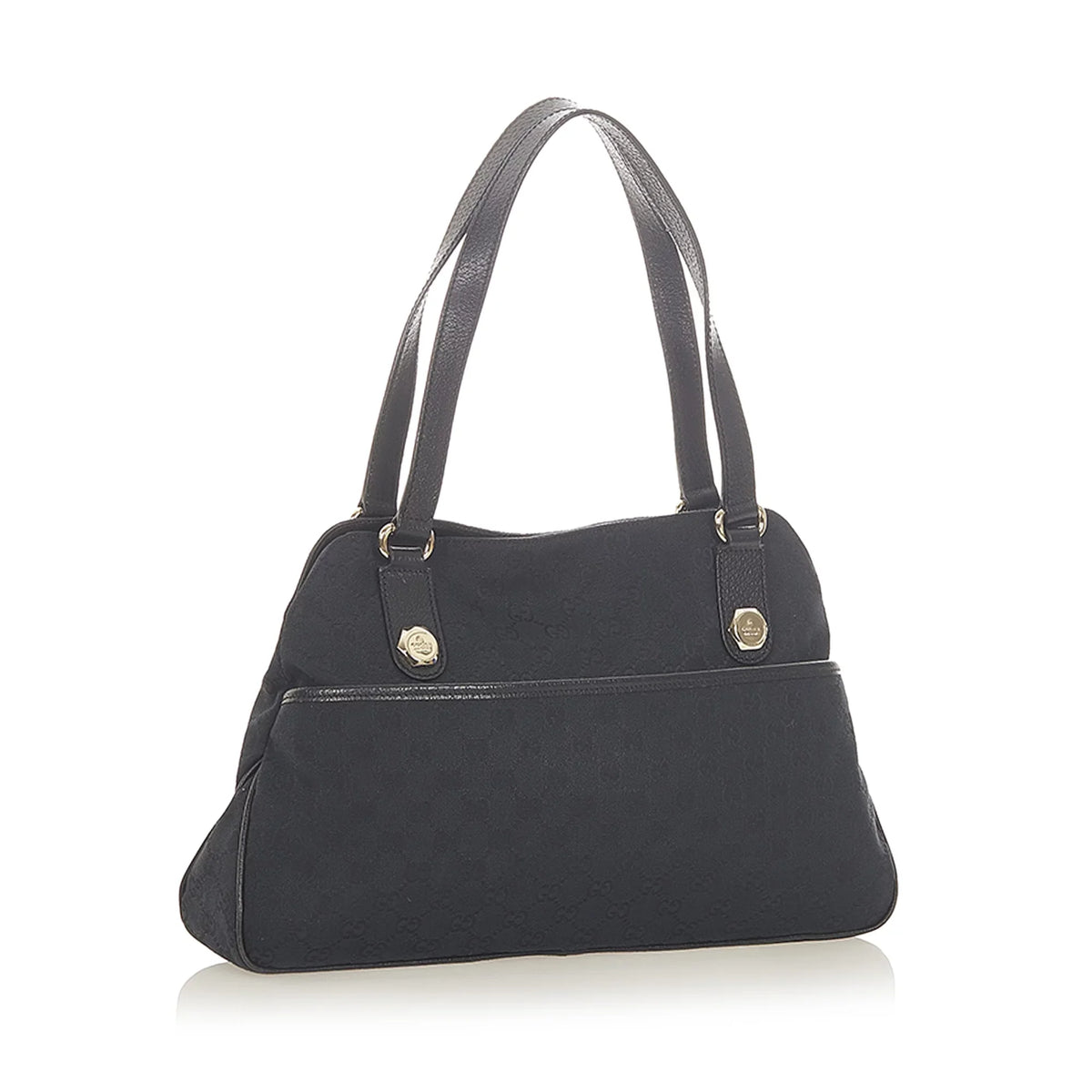 Black (Good) Shoulder GG Pre-Owned Canvas Fabric Bag Women