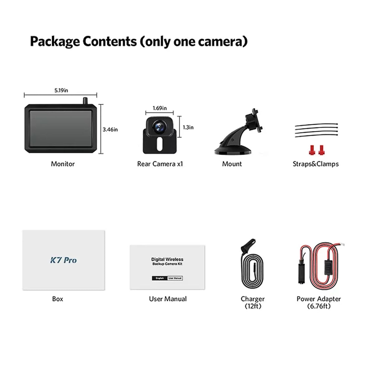 Cameras 5" Rear Universal with Vehicle for View Plate Cameras, Signal Monitor System 2 Car, Backup Support Wireless Camera License Camera Digital Backup