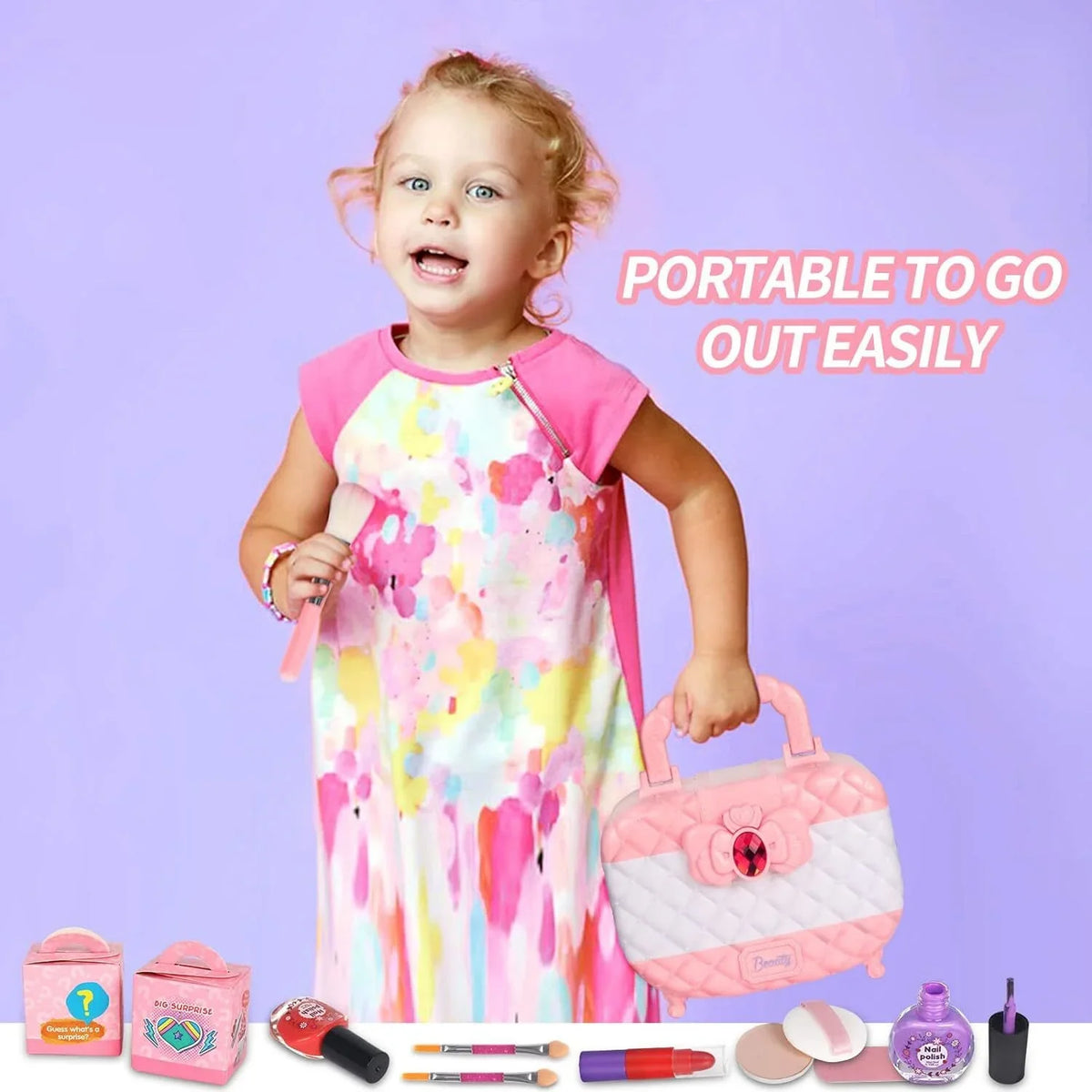 Kids Girls Non-Toxic for Gift, Frozen Set, Washable Birthday 24Pcs Kids Christmas Toys Year Cosmetic & Kit Set Makeup Makeup 3-12 Makeup Real Pink Olds Girls, Toddler Safe Makeup for