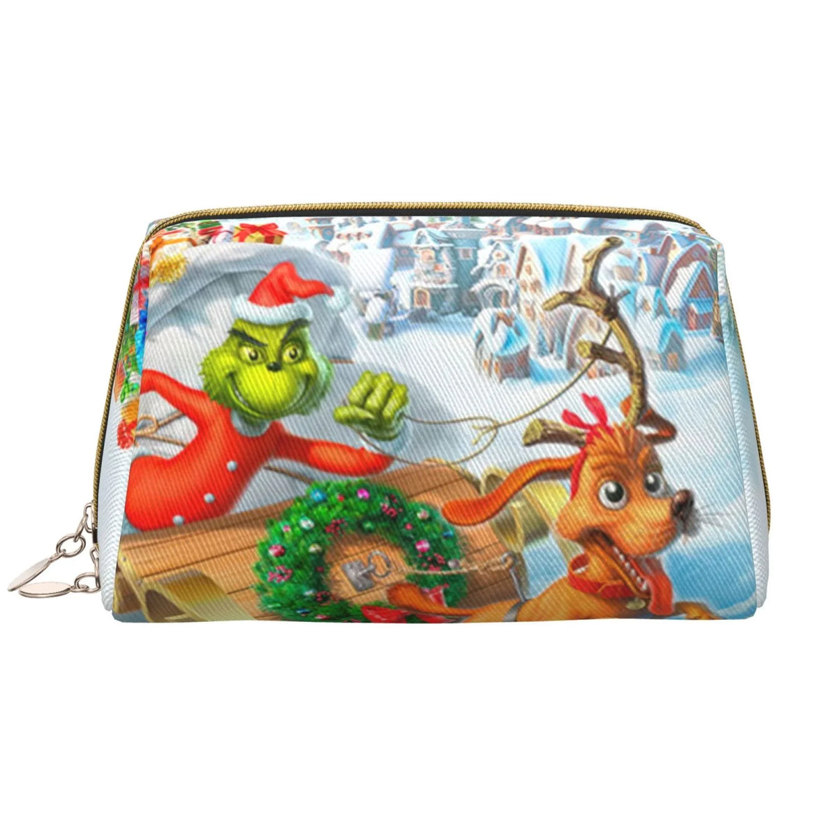 Grinch The Christmas Pouch Leather Organizer Toiletry Bag Gift Storage Cosmetic Travel Bag Adventures Portable Makeup Purse