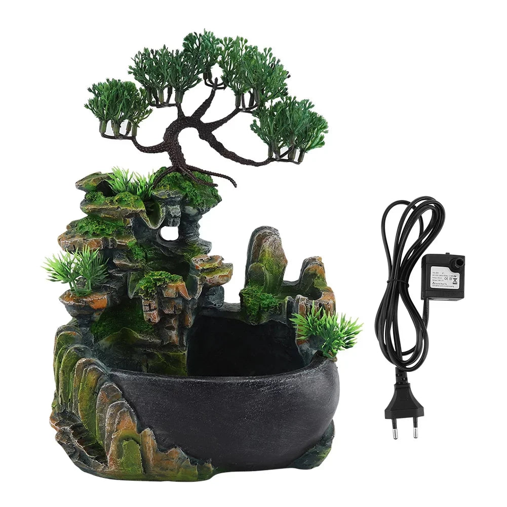 Zen 220V Waterfall Mini Plug Fountain Meditation Waterfall EU Desktop
