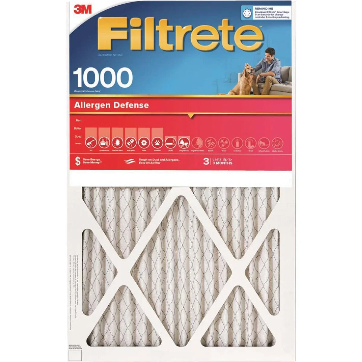 x PK, 12 1 Filter In. In. 12 MPR Allergen 1000/1085 Furnace In. Filtrete x 1 Defense