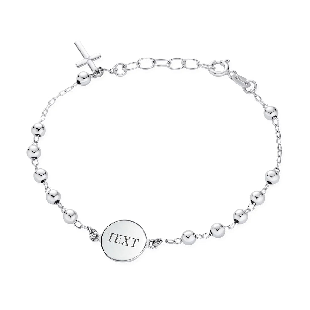 Bling Medal Cross Rosary wristband Virgin Silver Mary Jewelry Sterling Beads Prayer