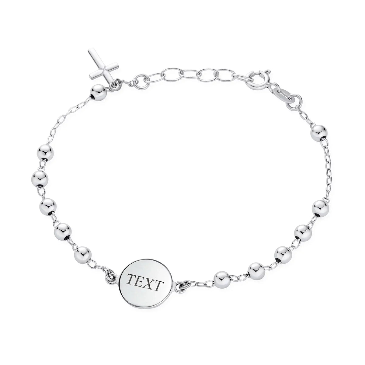Bling Medal Cross Rosary wristband Virgin Silver Mary Jewelry Sterling Beads Prayer