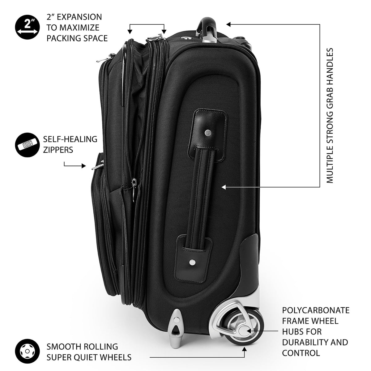 Seminoles Suitcase Florida Black 21" Rolling Carry-On Softside MOJO State