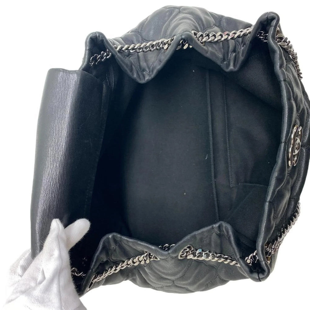 Z0005974 Pre-Owned Bubble Mark Handbag Women's Coco Chain Shoulder Black Quilt (Fair)