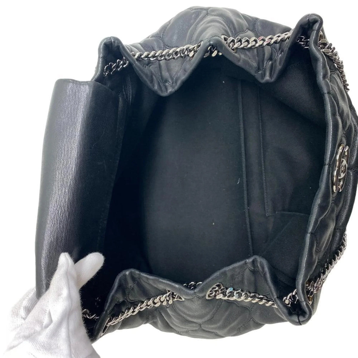 Z0005974 Pre-Owned Bubble Mark Handbag Women's Coco Chain Shoulder Black Quilt (Fair)