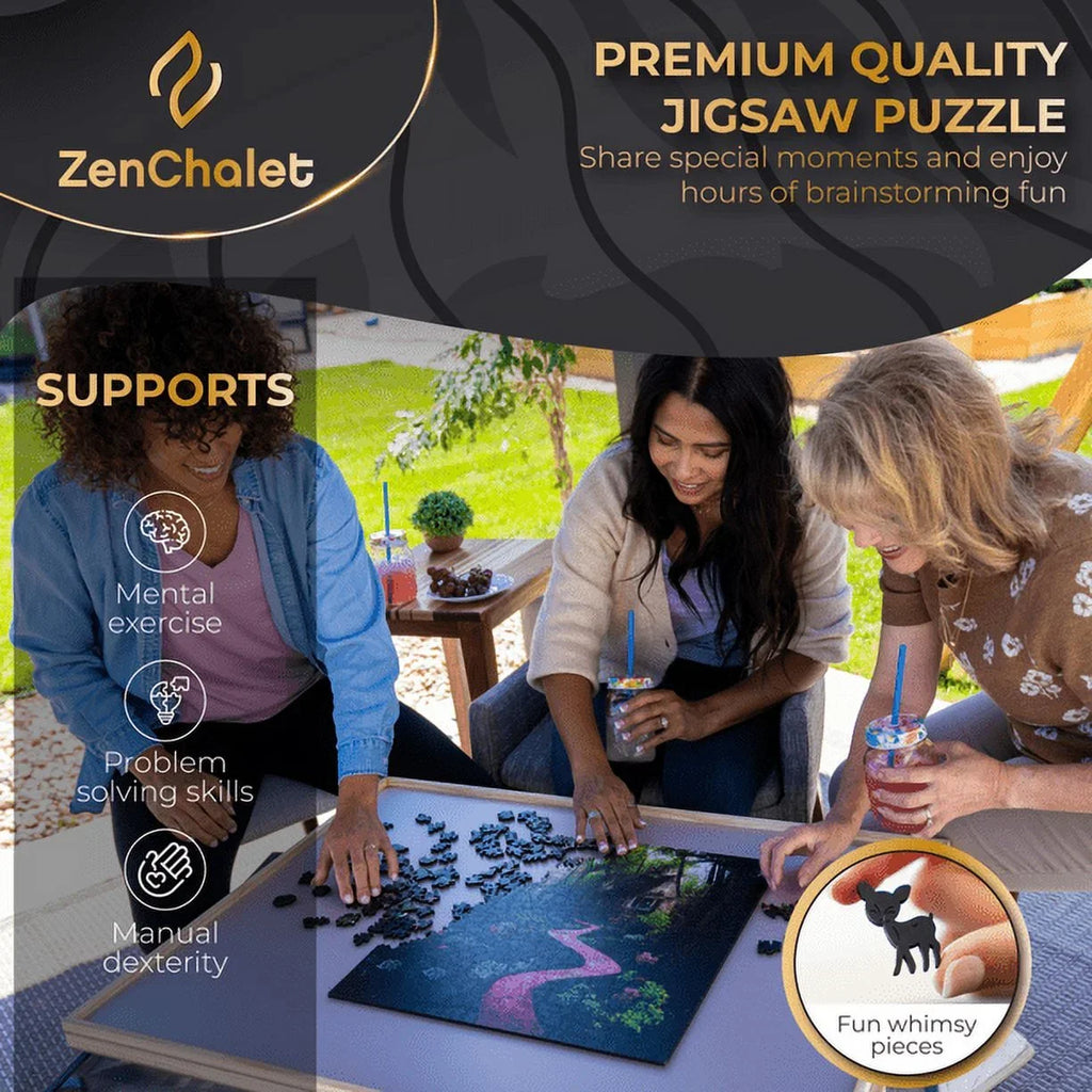 Premium Wood Cut Blooming Pieces featuring Wooden Adults Path Jigsaw Precision Puzzle Shaped for 500 ZenChalet Uniquely
