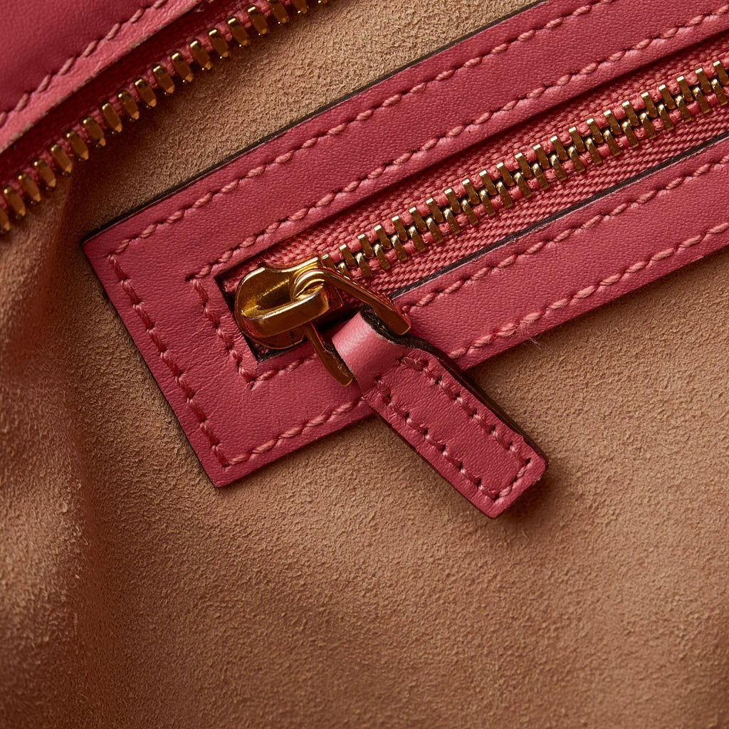 Calf Leather Authenticated Guccissima Pre-Owned (New Pink Defects) Unisex Satchel with