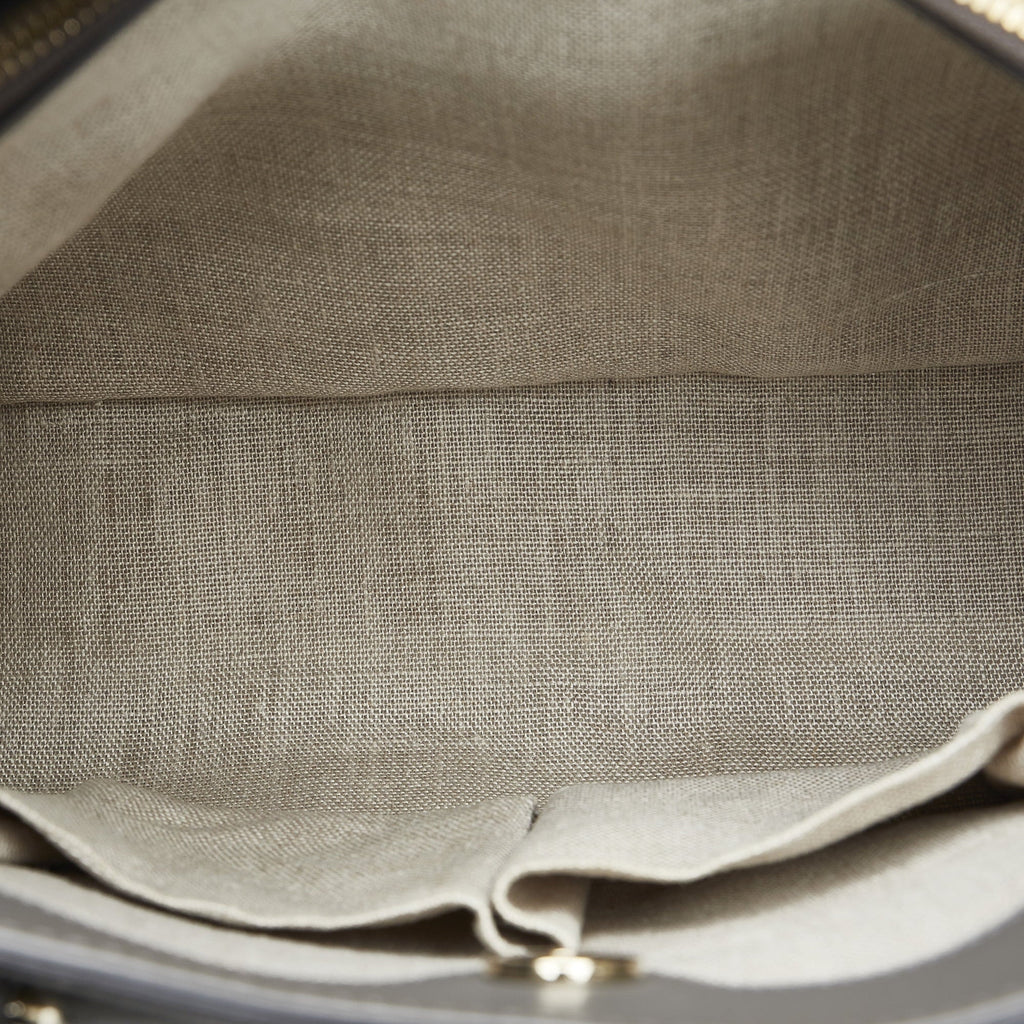 Leather (Good) Calf Pre-Owned Unisex Microguccissima Gray Satchel Authenticated