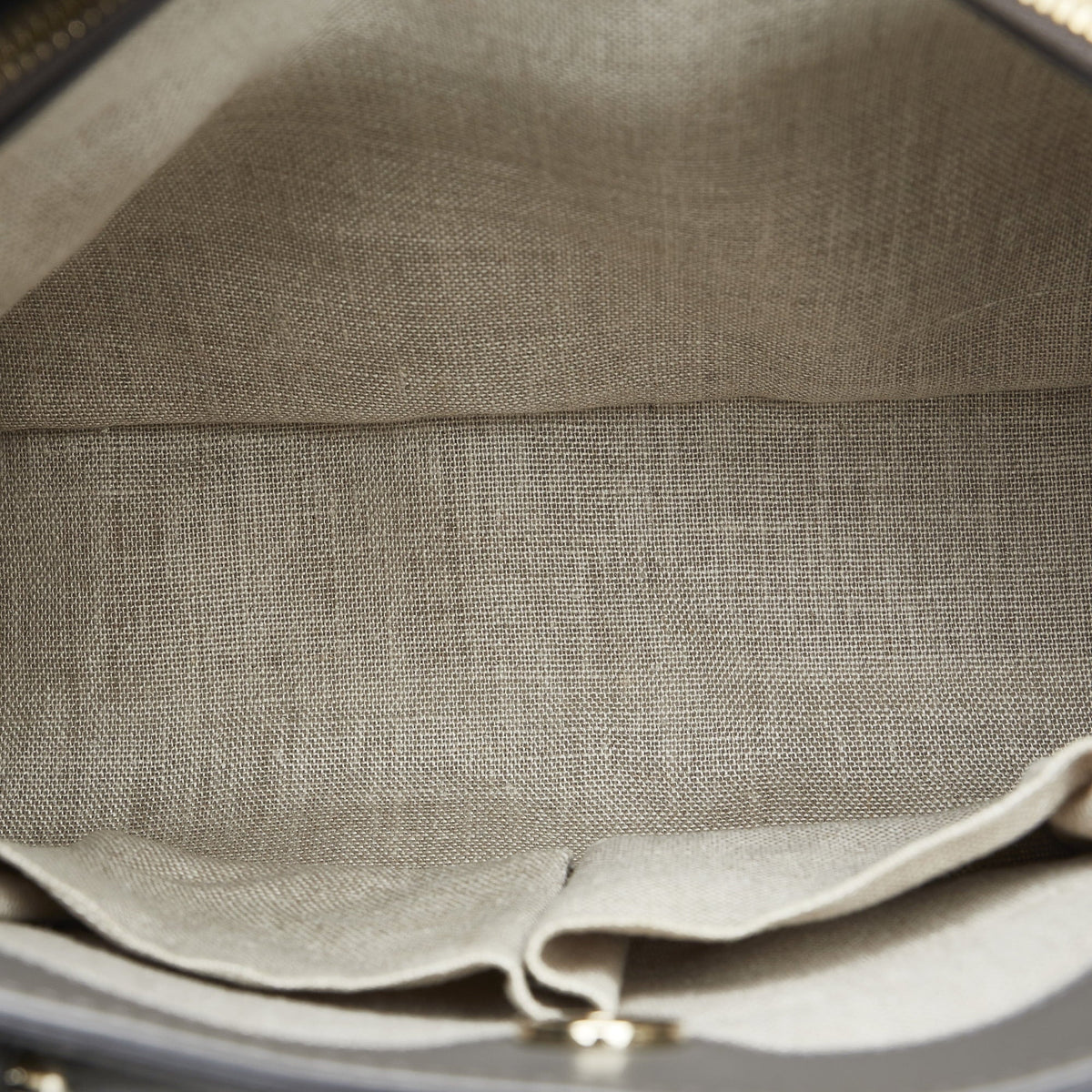 Leather (Good) Calf Pre-Owned Unisex Microguccissima Gray Satchel Authenticated