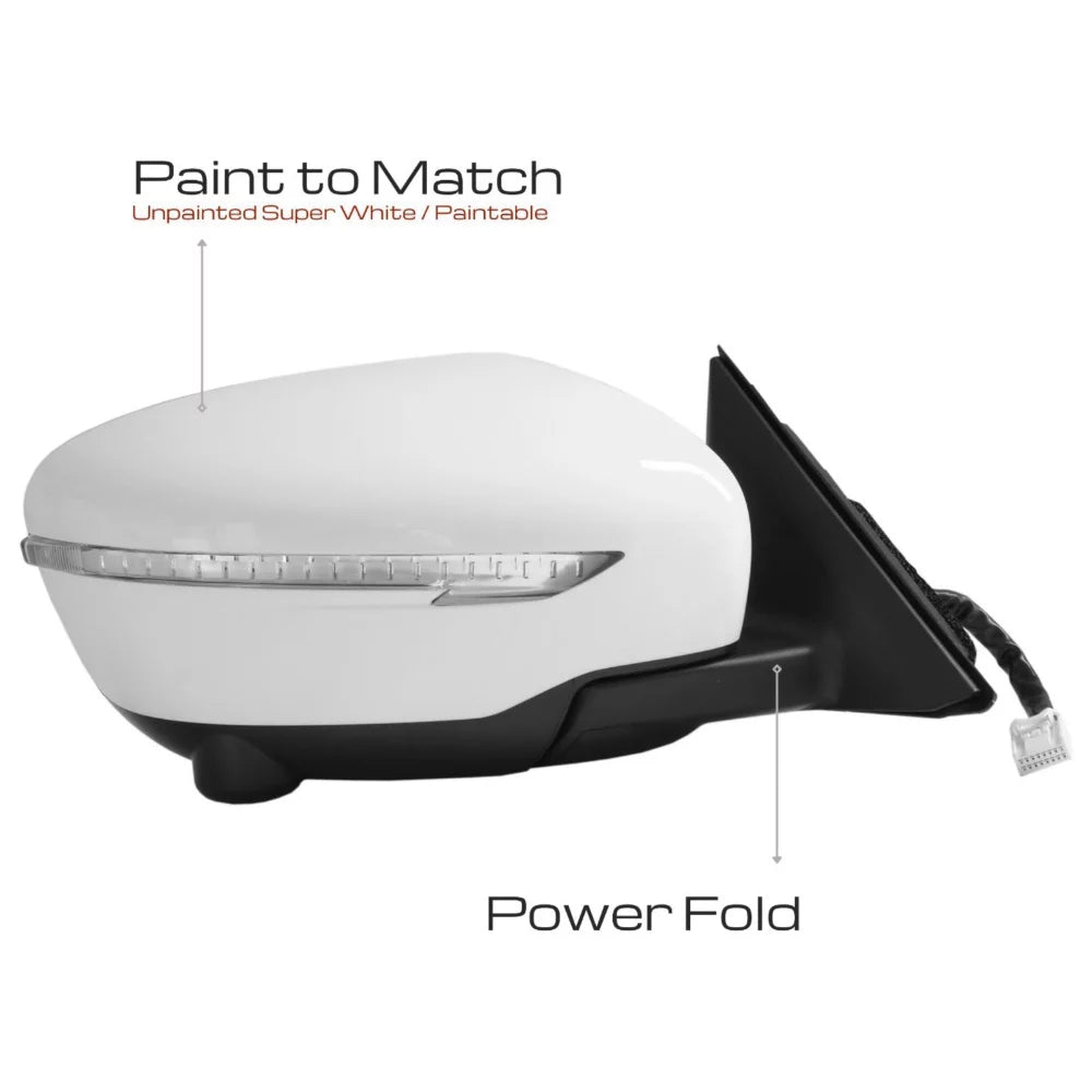 Fold Power select: 2014-2018 For ROGUE NISSAN Mirror Nissan 13Pin Side W/ Blinker S/SL/SV Camera 14-19 Passenger Fits Rogue