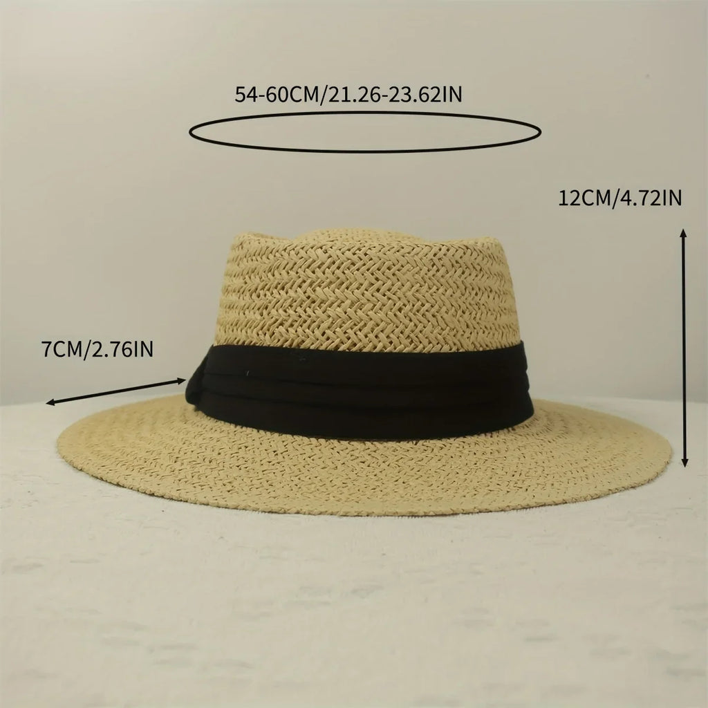 Vacation Jkzcp Braided Wide Brim Hat Vintage Handmade Sun Flat Protection Straw 1pc Top Sun Beach Hat