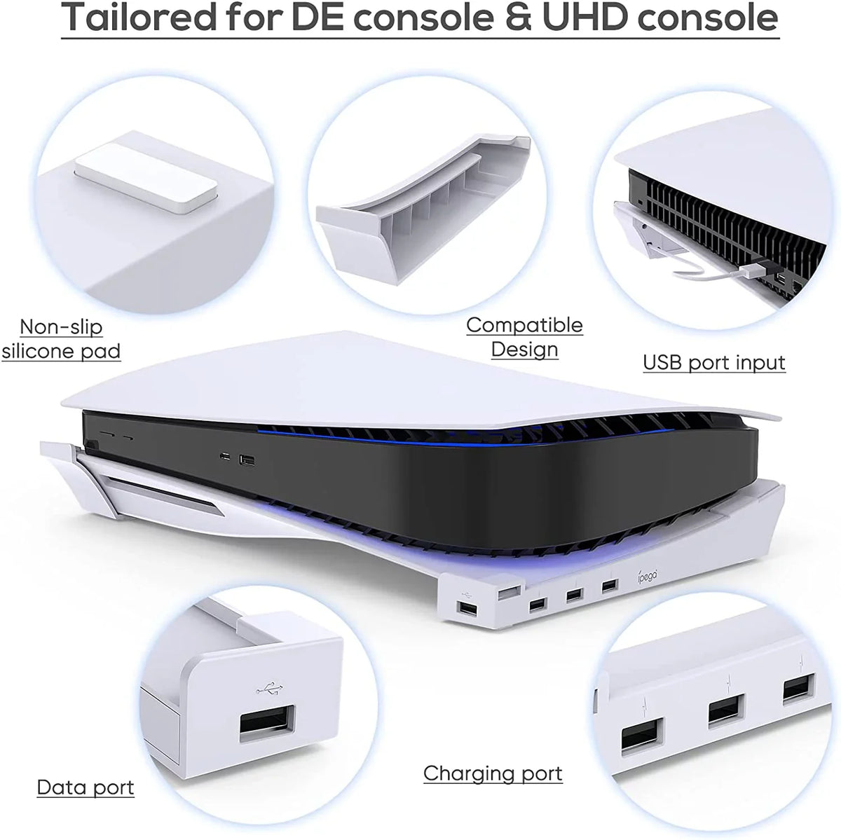 Base & &1 3 5 USB Digital and Holder with Console 4-Port Horizontal Disc Playstation Extension Port,Compatible 2.0 Skate with for Port USB Hub 5 Charging Edition Data Playstation Stand