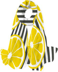 Fresh Stripes Lemons Neck Silk Wrap On for Shawl Lightweight Hyjoy Scarves Scarf Women Long Girls