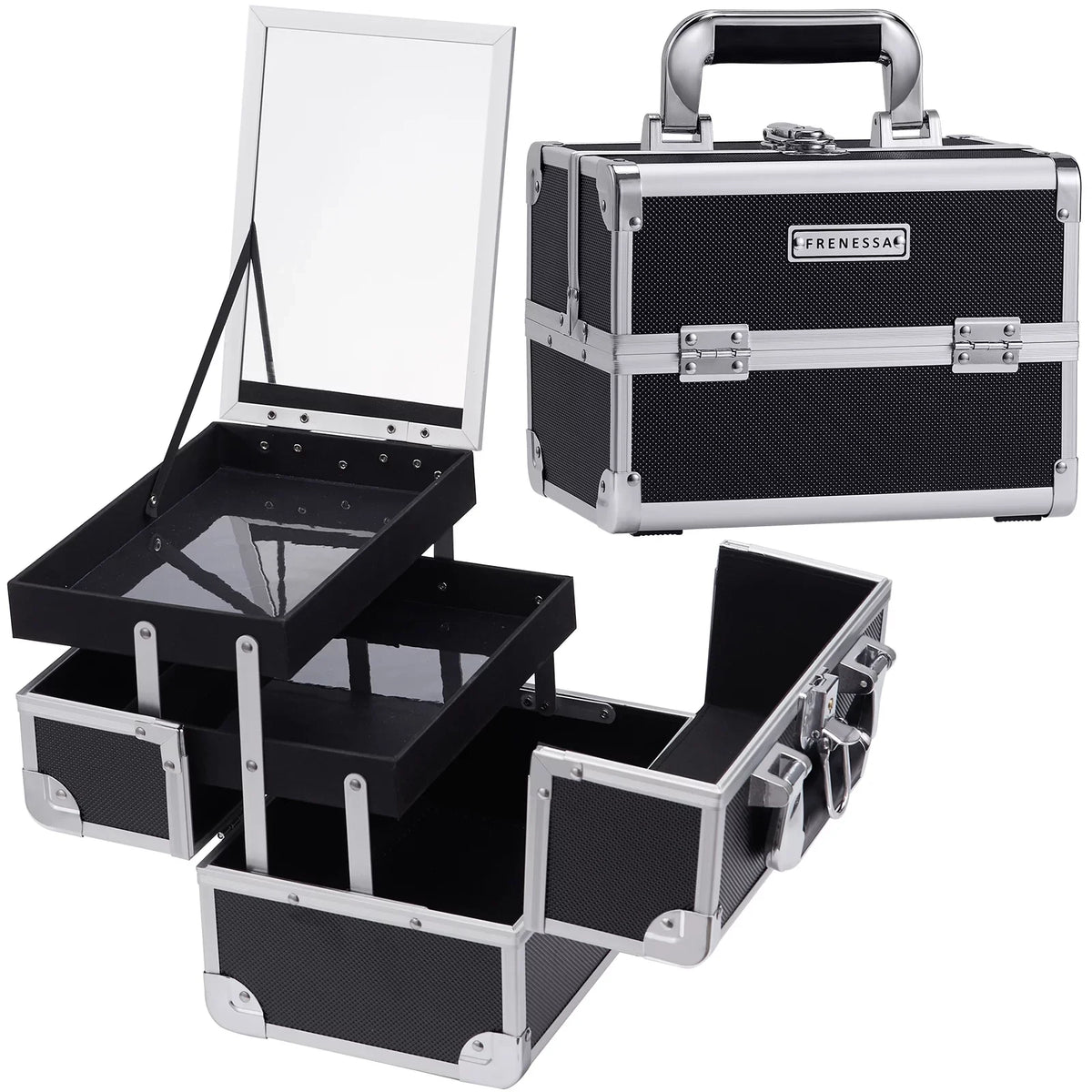 Organizer Trays with Lockable Train Mirror 2 Joligrace Storage Case Box Makeup Makeup Case Cosmetic