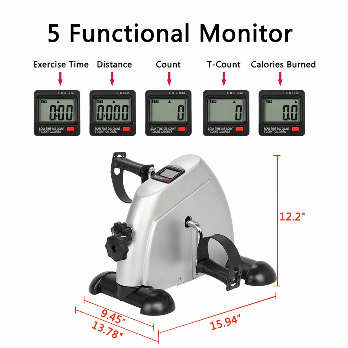 Feet Use Silver Exercise Bike and Home Hands Mini Trainer
