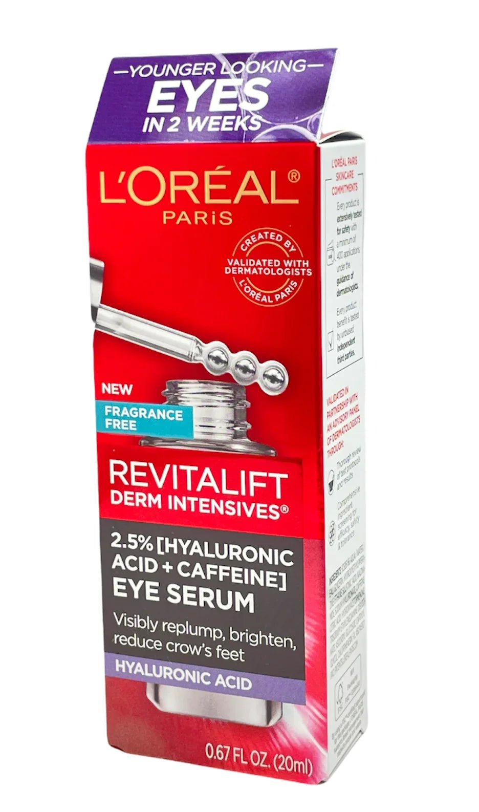 Eye Acid+Caffeine L'Oreal Intensives Revitalift 0.6oz Derm Serum 2.5% Hyaluronic
