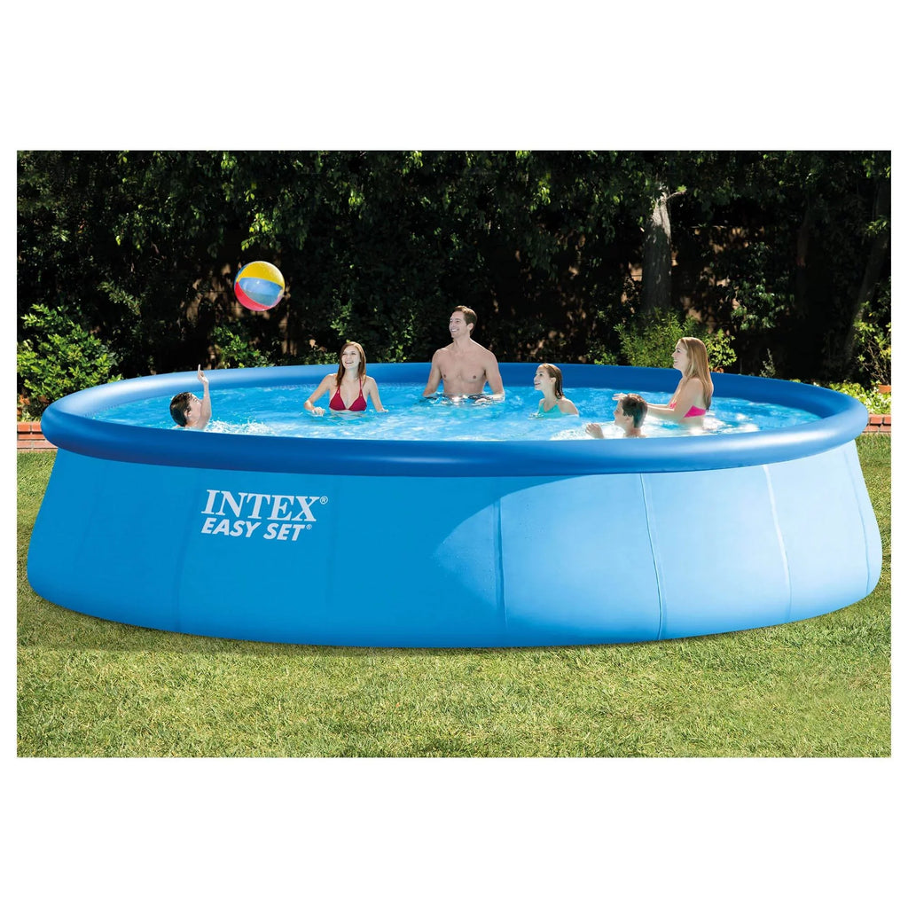 Inflatable & Ladder, Pool with Ground Intex Metal Above x Cover Pump Round Frame 18ft 48in