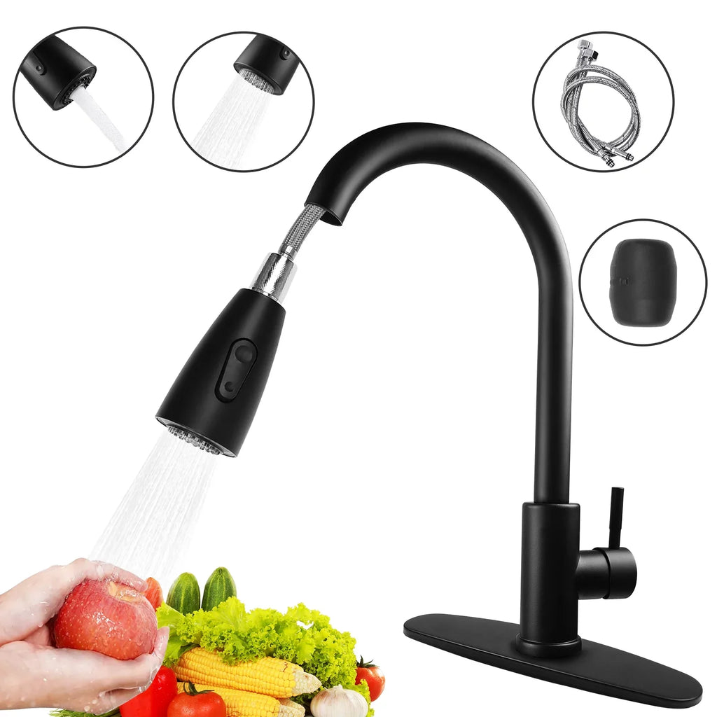 High RV, Bar, with Faucets Single Handle for Kitchen Kitchen Stainless Deck Faucet Silver Commercial Faucet Kitchen, Kitchen Arc Sink Plate, Modern Steel with Pull Sprayer, Down