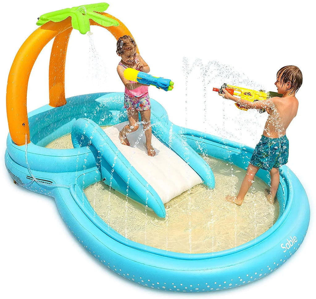 Backyard Slide 71'' for x 53'' Pool Garden Wading with Sable 110'' Center Play Children Kids x Inflatable