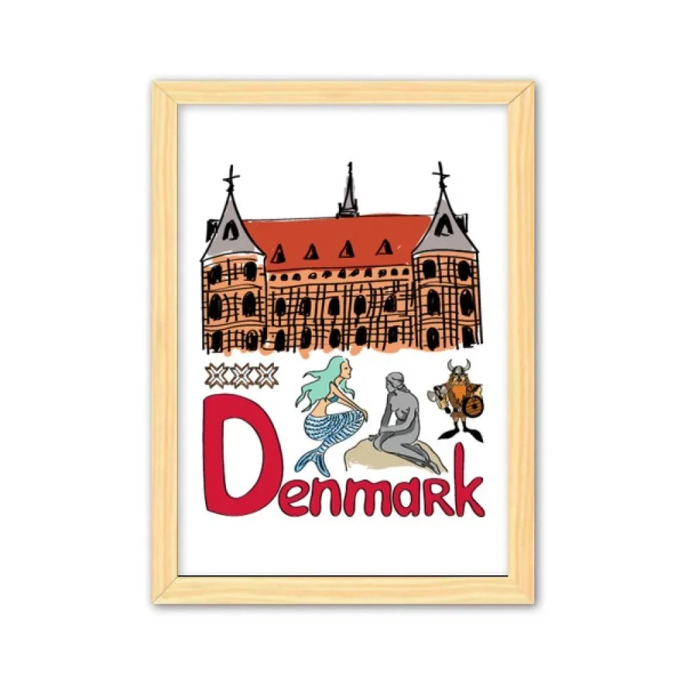 Painting A4 emblem Frame Decorative Decoration Wooden Pattern Picture Demark patriotic Home Landmark