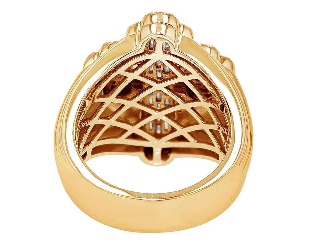 25MM 1.05 Cross Ring Pinky S10 Diamond Gold Baguette CT