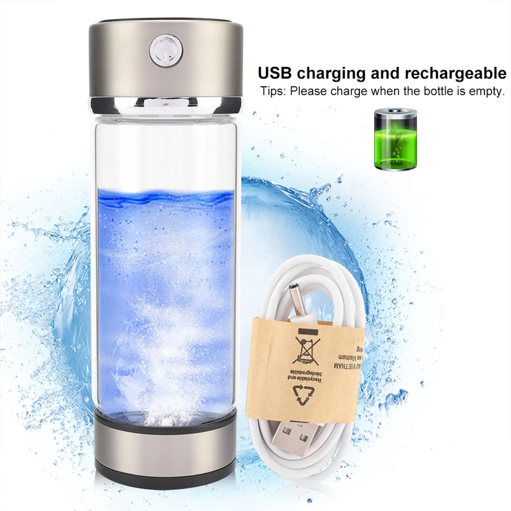 USB Portable Filter Charging Hydrogen Nikou Purifier Water Rich Glass Cup Anti-Skid Lonizer Bottle