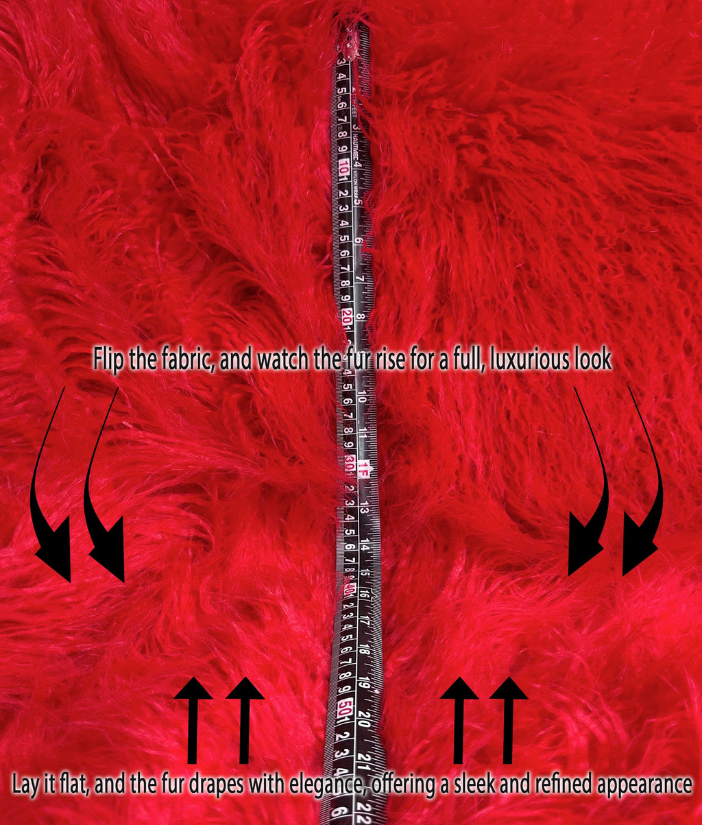 Sold by Cosplay Fake Yard Retardant FUR 3.5" Per Sewing / Japanese CURLY Red) Yak Craft, Faux Fire 58" Yarn Yard Pile Continuous 2.3oz Wide LONG (Fire