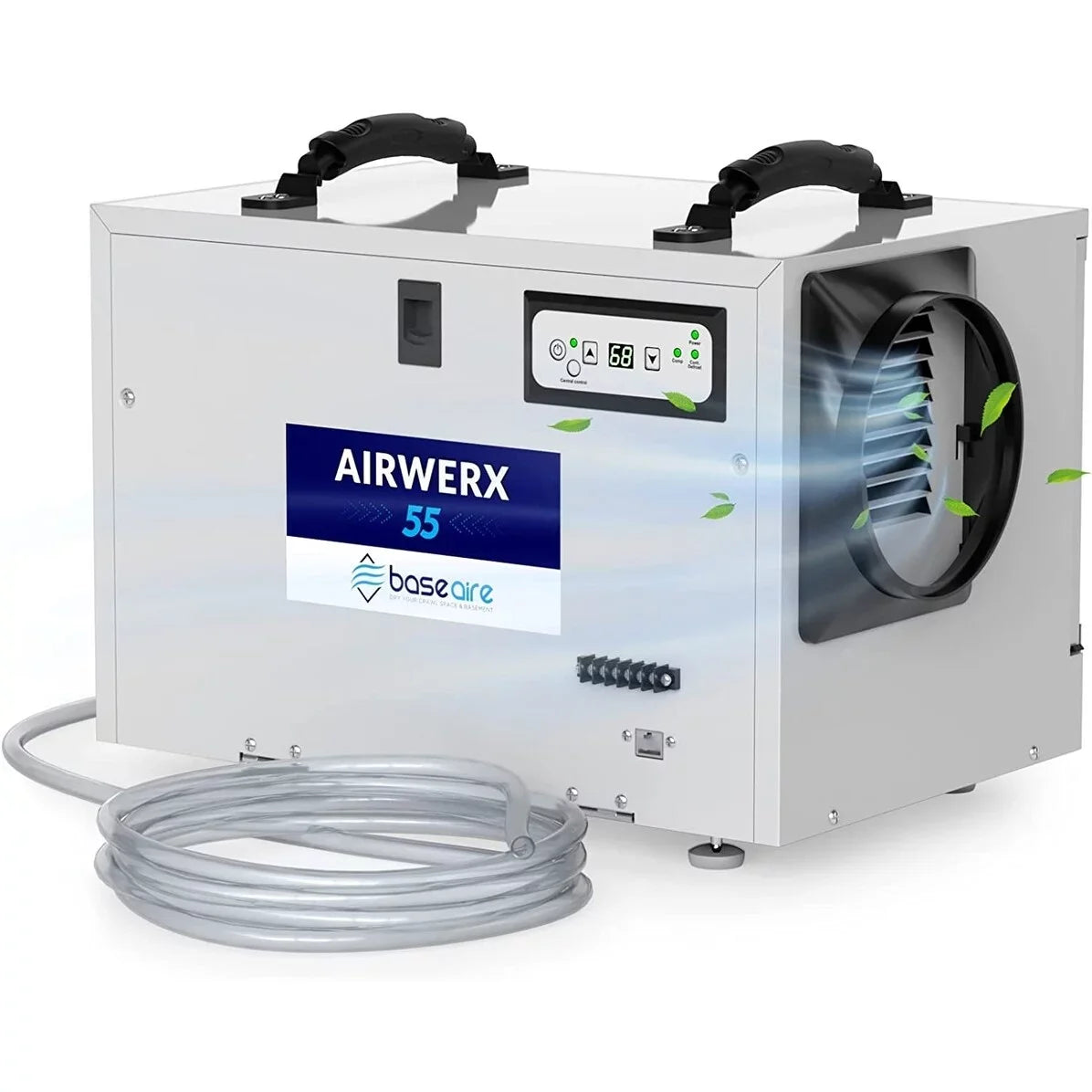 Spaces, with Pint Air BaseAire Refine 113 Defrost, Drain Commercial Memory Dehumidifier Crawl Treatment Starting Hose Auto Basements, for