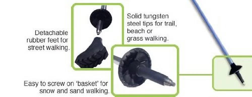 York Rubber Digital Feet, Collapsible Poles Locks, and Flip Camera & Pair Trekking Nordic Hiking with Mount,