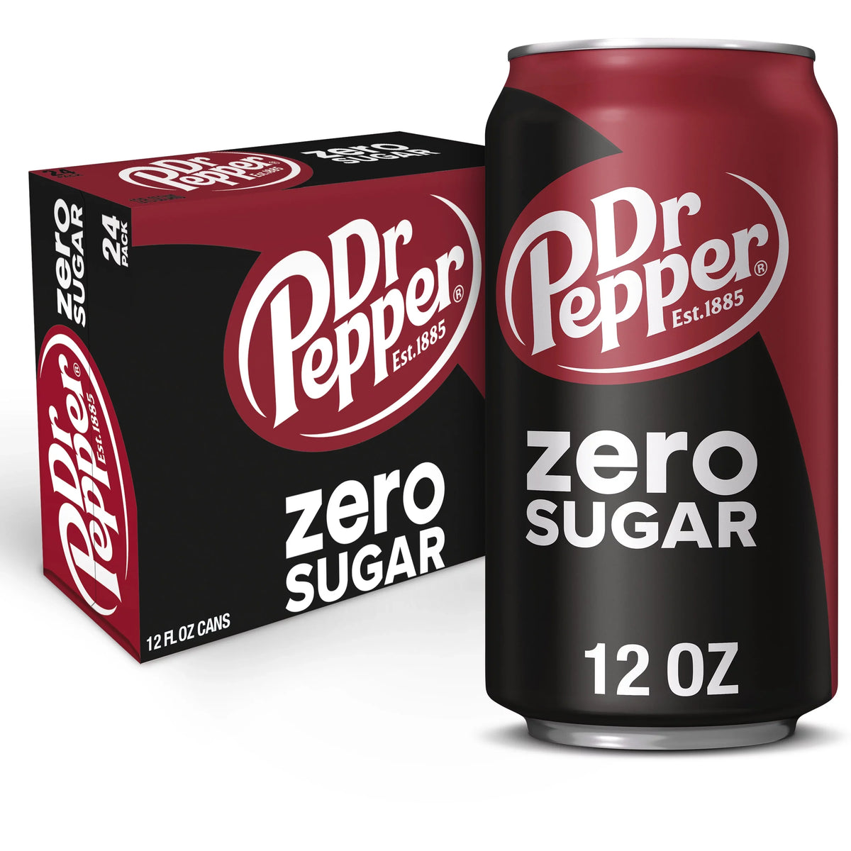 24 Soda Pepper Pack Dr Pop, oz, Cans fl Sugar Zero 12