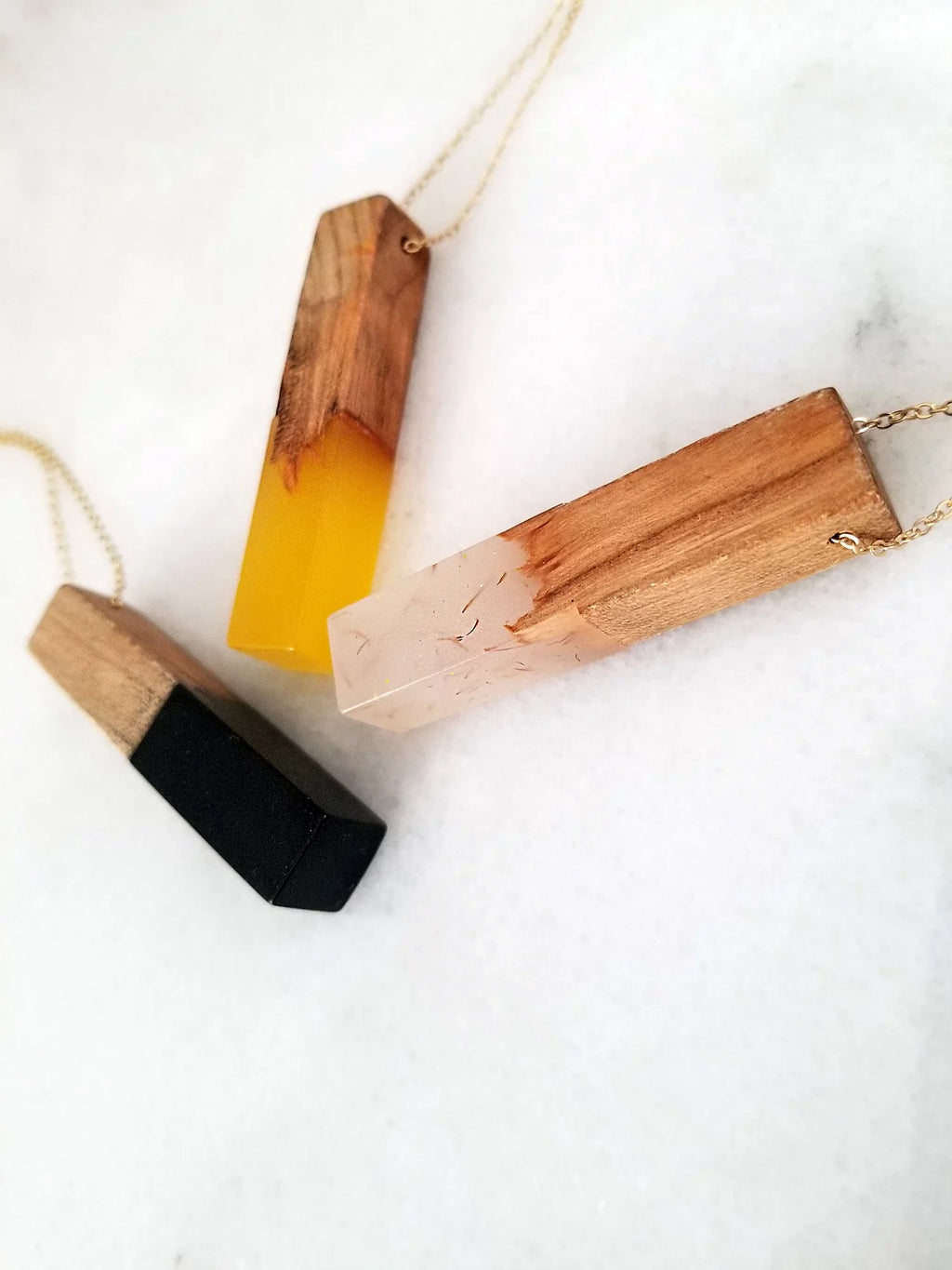 Wood Boutique Box Yellow Pendant Inc Bar | Necklace Women Wooden Anniversary for Resin Gift Blue Vertical
