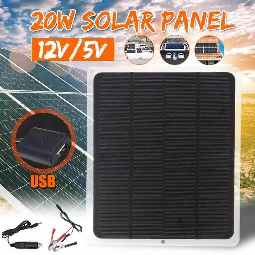 Camping/Hiking, Silicon Recharging Monocrystalline Panel Car - Light/Fan Portable Solar USB, Tool, Removable Panels Outdoor 20W