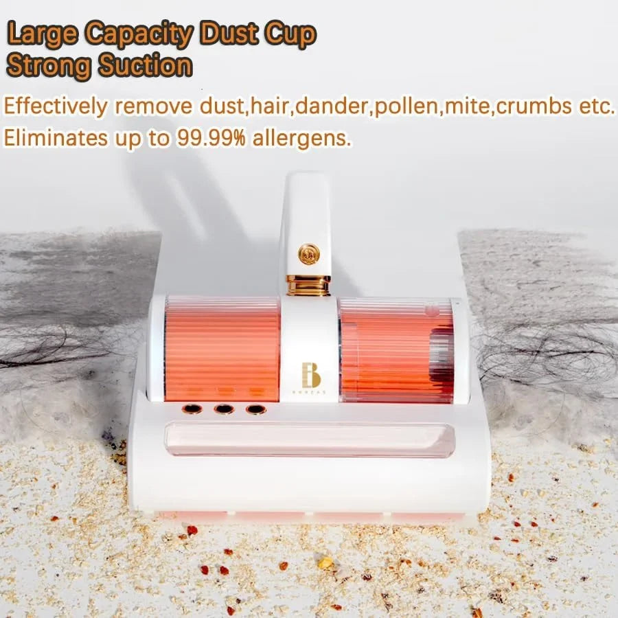 Hair,Crumbs,Dust, removes | Vacuum eliminates Bed and Cleaner with Allergens/Mite,14kpa Dual HEPA Pet, Allergen for Strong Ultrasonic | VC0011 Handheld UV Allergies Beating Vacuum True Motors