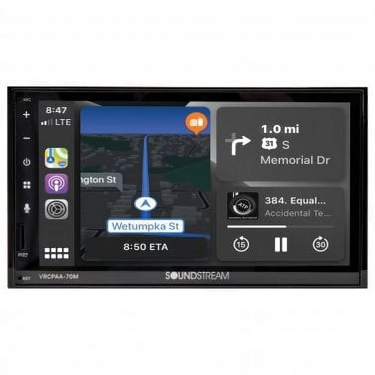 & DIN Double Bluetooth Android +Camera VRCPAA-70M Silver 7" Soundstream CarPlay