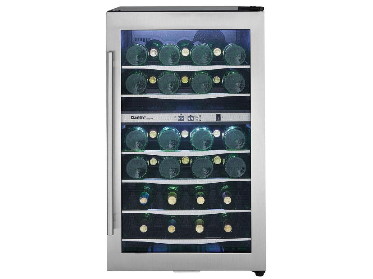 Wine Danby Designer DWC040A3BSSD LED 38 Cooler Light Bottle Refrigerator Compact